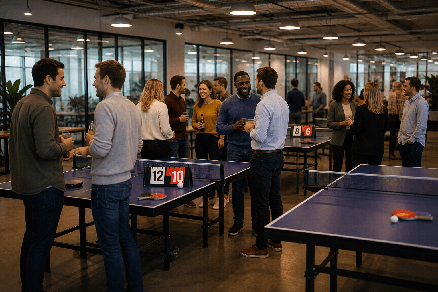 Animation Ping Connect lors d’un événement d’entreprise avec networking et tables de ping-pong interactives